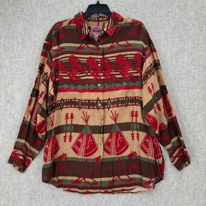 Cambridge Country Native American Blouse Large Southwestern Kokopelli Top Aztec